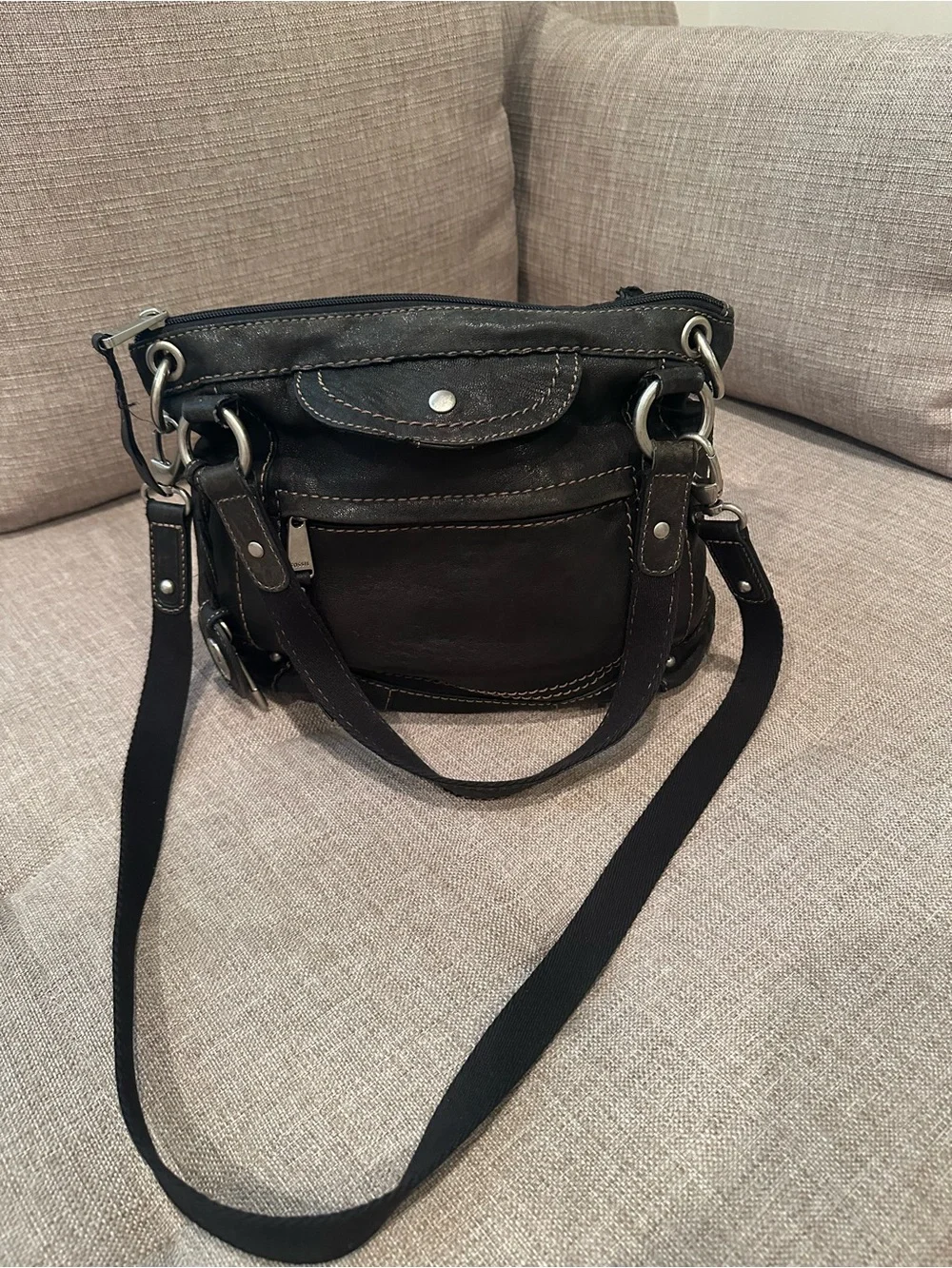 Fossil Dark Brown Leather Shoulder Crossbody Bag